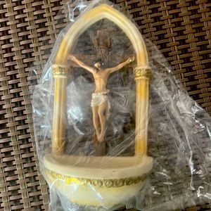 Roman Crucifix Holy Water Font